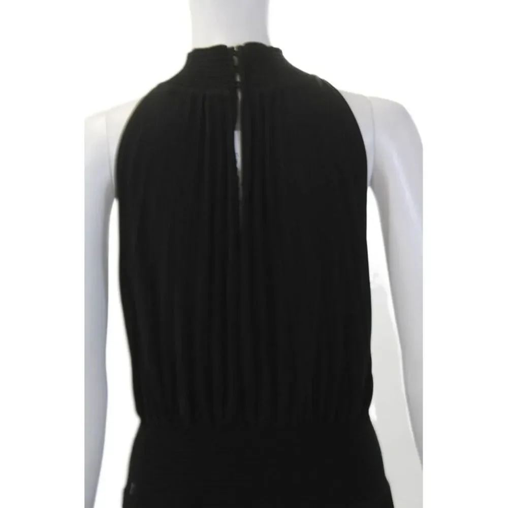 ALC Womens Sleeveless Mock Neck Pleated Midi Shift Dress Black Size 12_4